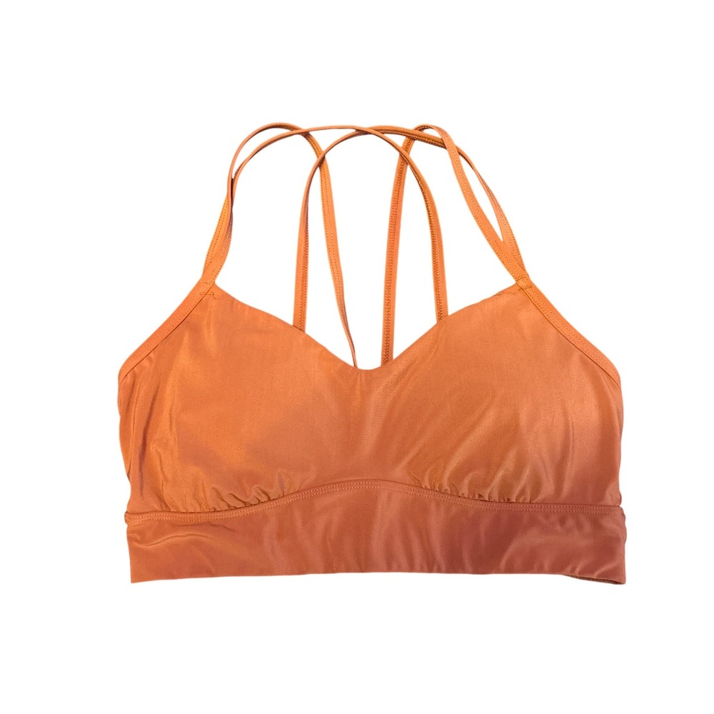 All In Motion Womens Rust Orange Strappy Back Sports Bra Removable Pads, Medium